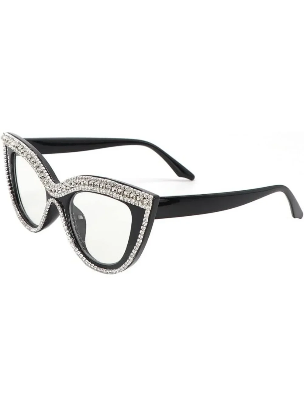 Stylish Cat Eye Reading Glasses with Bling Rhinestones & Blue Light Blocking